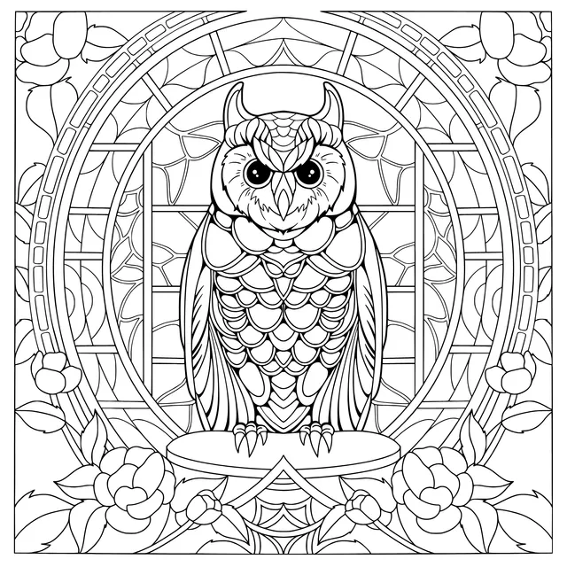 Stained - glass style owl