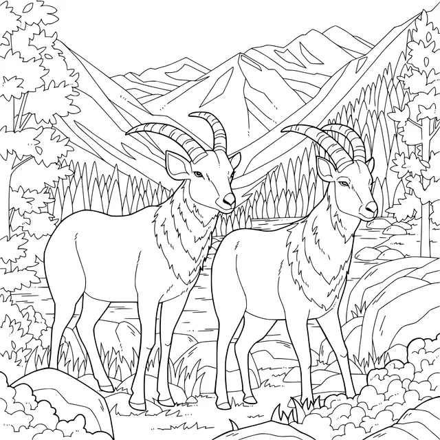 Two Goats in the Mountains