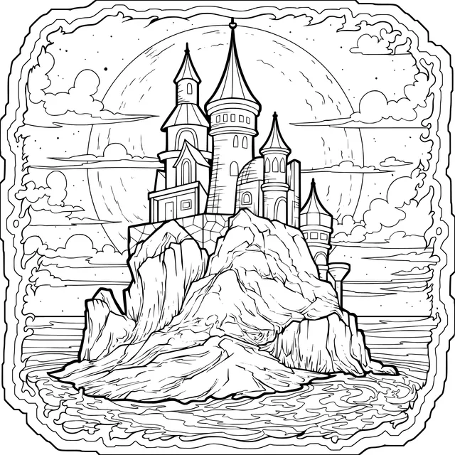 Dreamy Castle on an Isolated Island