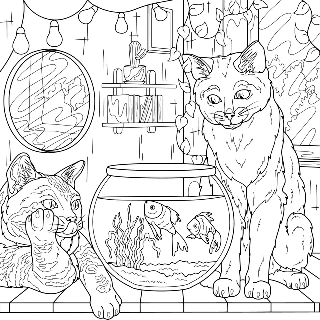 Two Cats and a Fishbowl