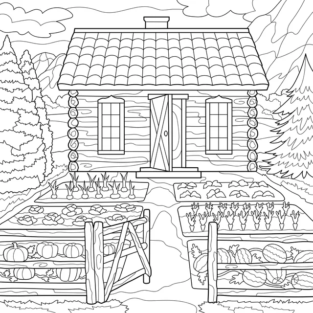Vegetable Garden beside a Mountain Cabin