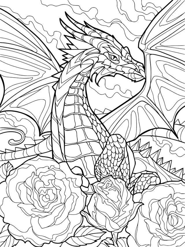 Blue Dragon among Flowers