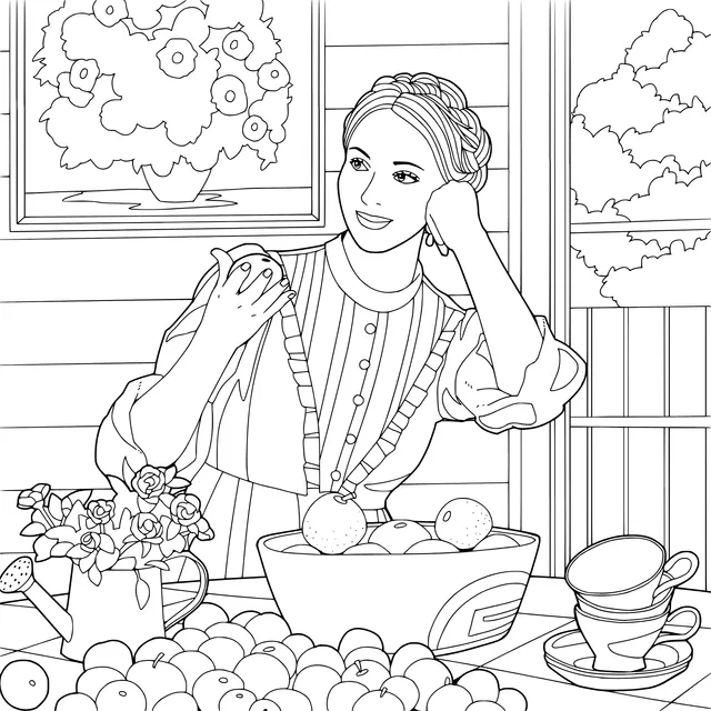 Lady holding a fruit