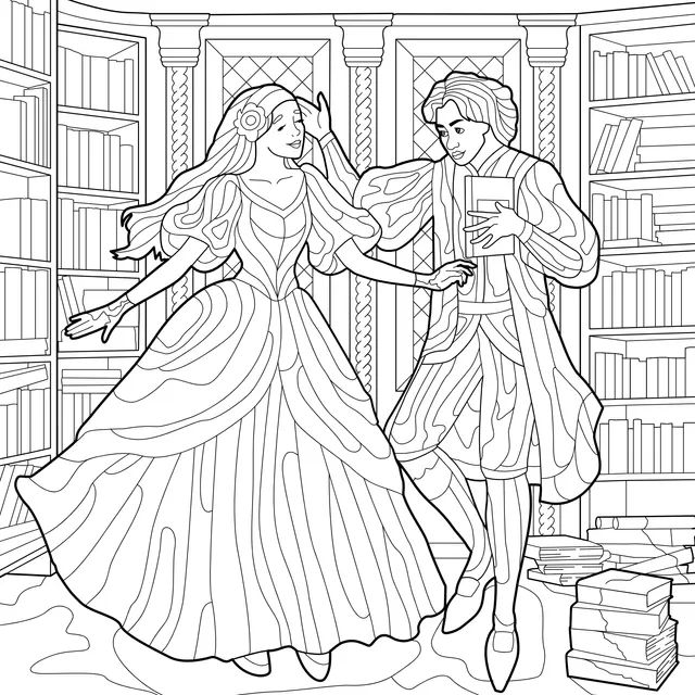 Princess and Gentleman in the Library