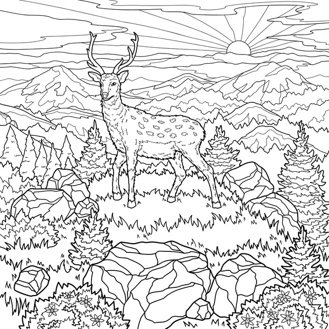 Stag in the Mountain Forest