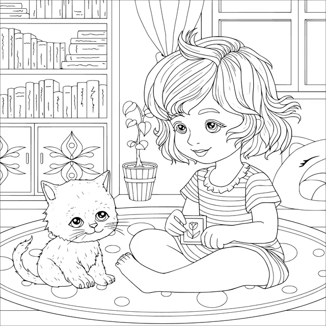 A Girl's Cozy Time with a Cat