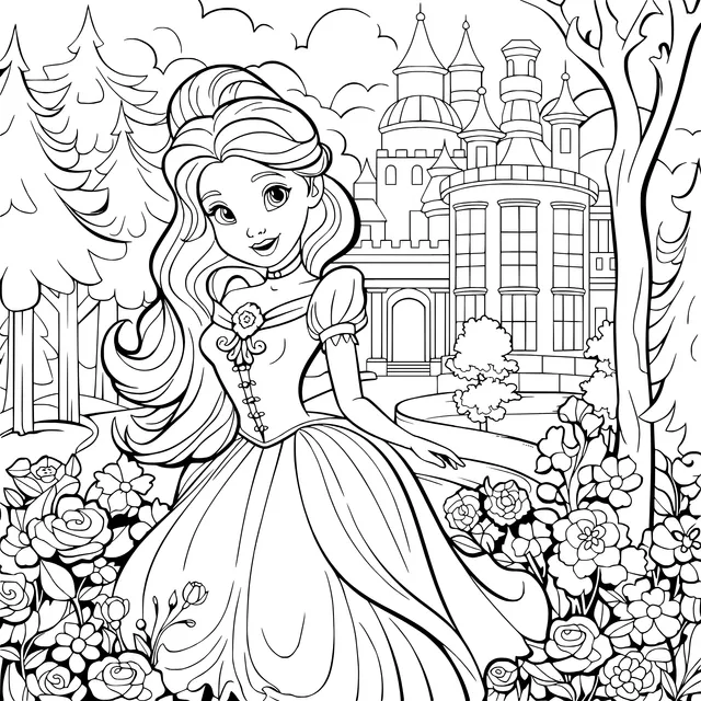 A Princess and the Castle in the Garden