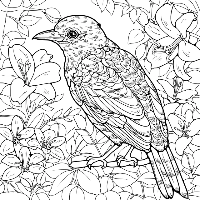 Bird and Flowers