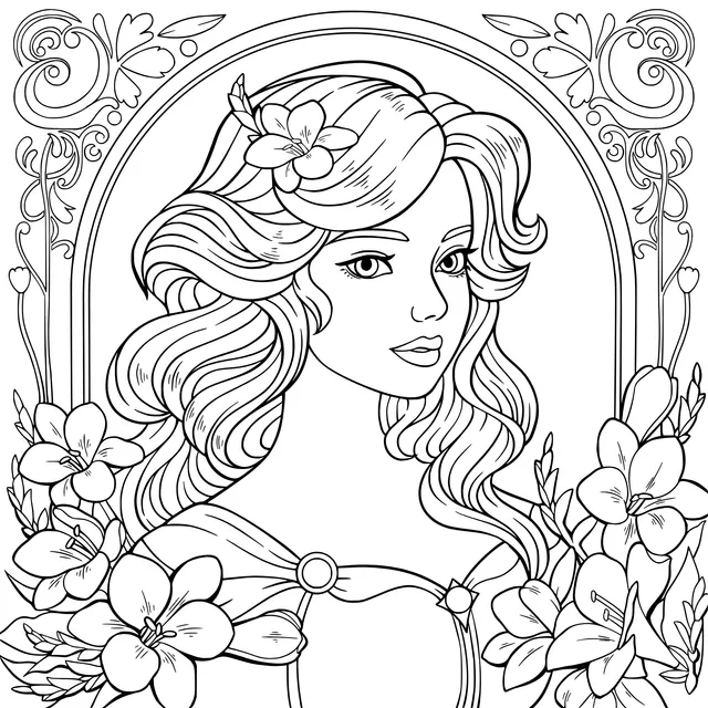 Beautiful Woman with Flower - adorned Blonde Hair