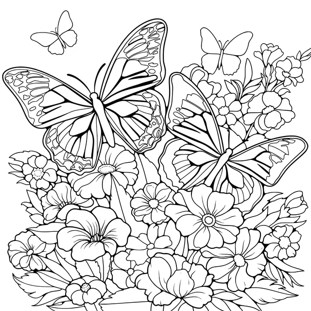 Butterflies in the Flower Bed