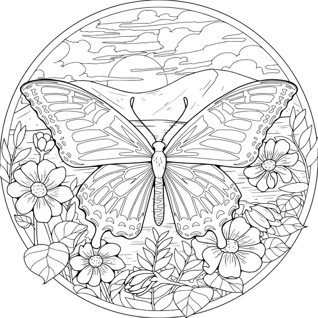 Butterfly Dancing Among Flowers