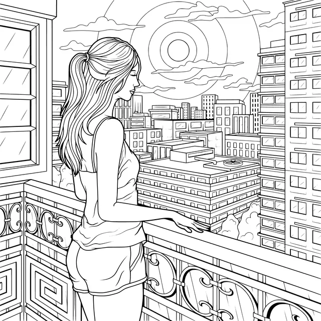 Woman enjoying the view on the balcony