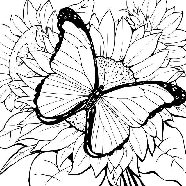 Green Butterfly on Sunflowers