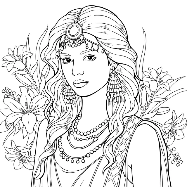Beautiful Woman Adorned with Jewelry