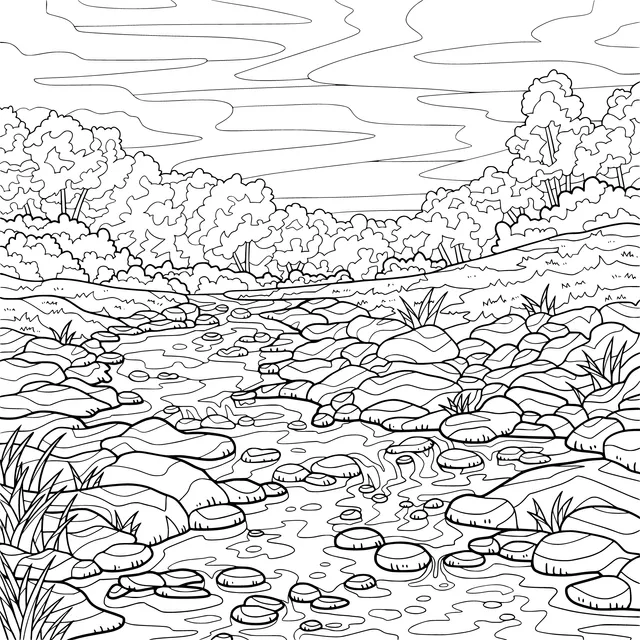 Natural scenery by the stream