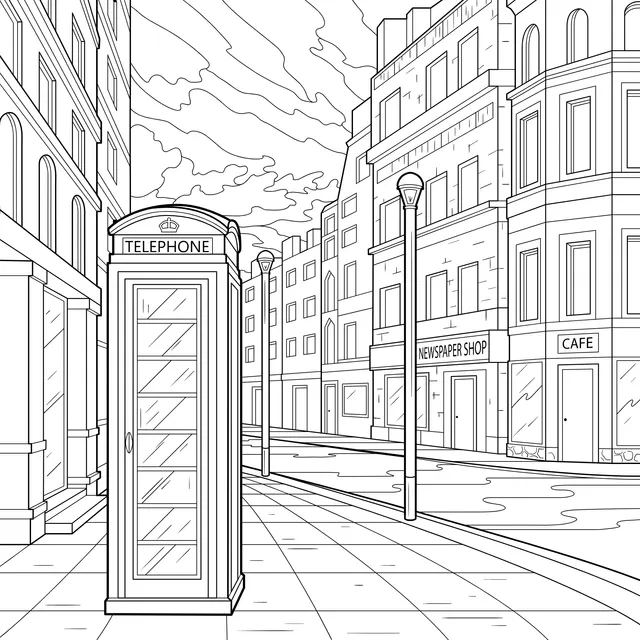 Street and Telephone Booth at Dusk