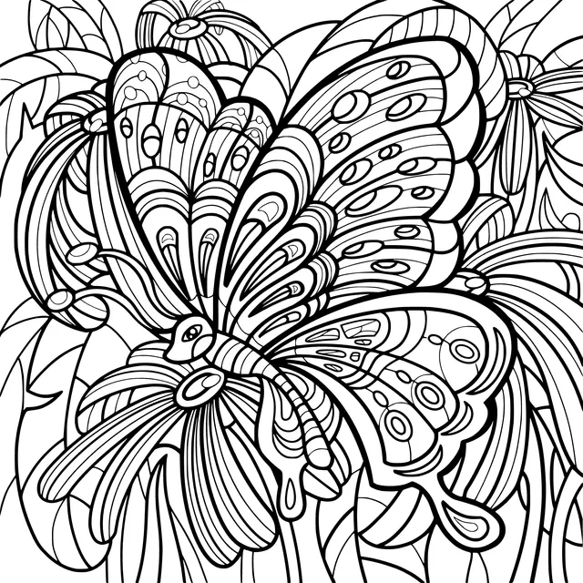 Colorful Butterfly and Flowers