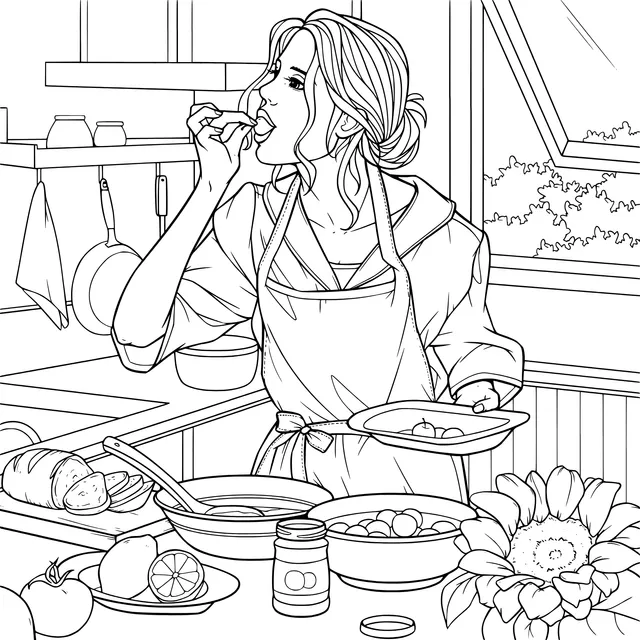 Woman tasting ingredients in the kitchen