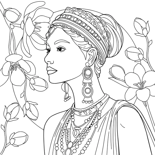 Classical Woman Adorned with Ornate Jewels