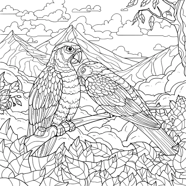 Parrot Partners in the Mountain Forest