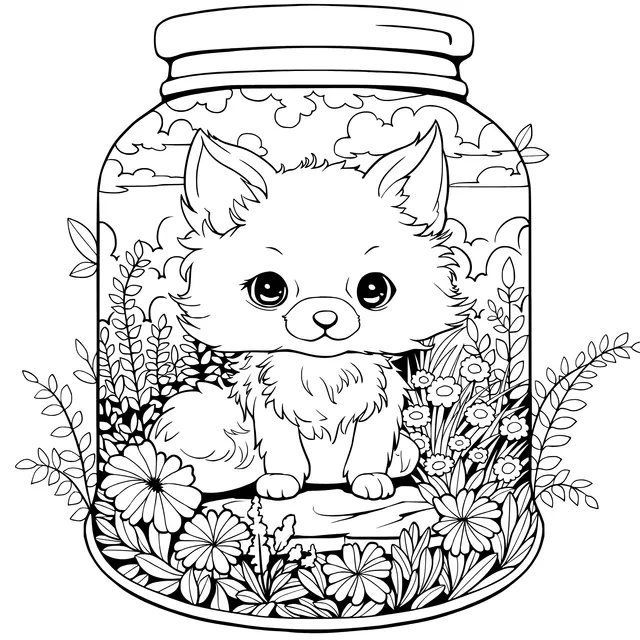 Cute Fox in a Jar