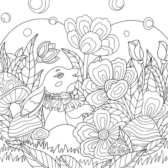 Rabbit in the Flower - Bed