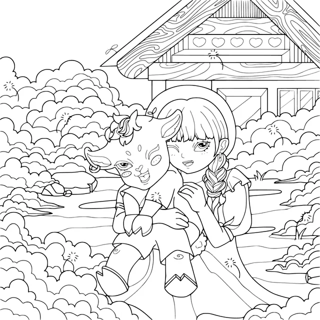 A Warm Moment Between a Girl and a Lamb
