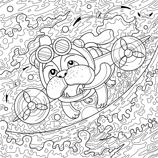 Dog flying an airplane