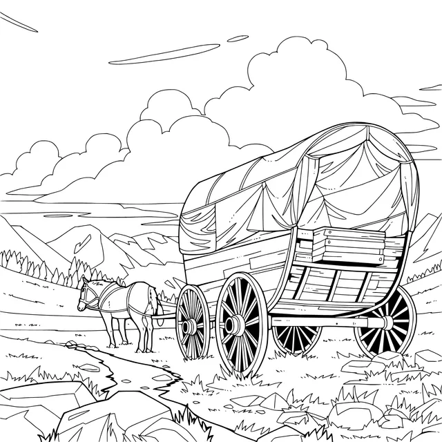 Wagon and Horse on the Prairie