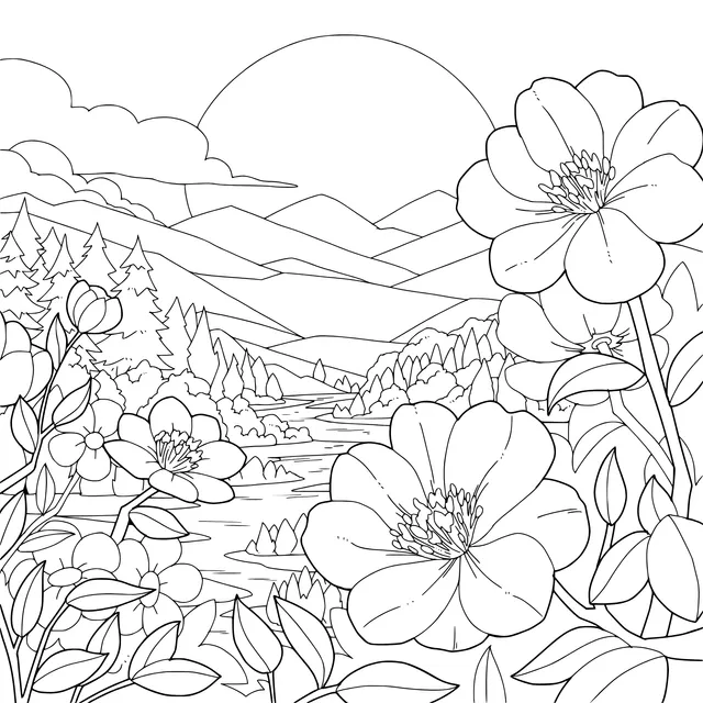 Flowers Reflecting Mountains and Rivers