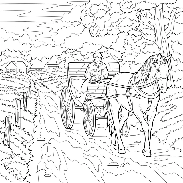 A Carriage Journey on a Country Path