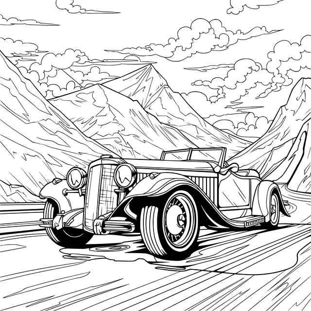 Vintage Convertible on a Mountain Road
