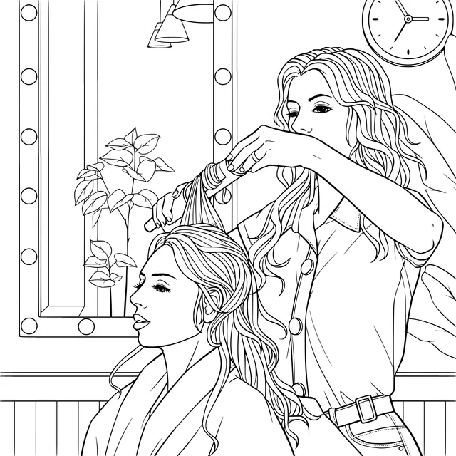 A hairdresser styling a customer's hair