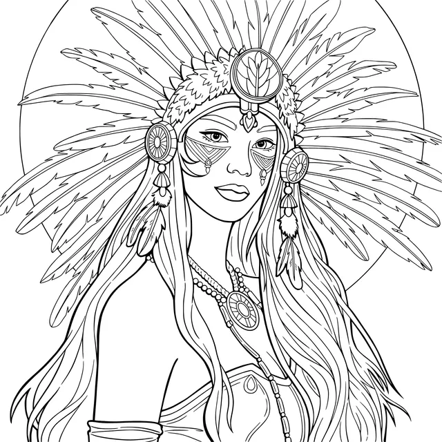 Native American woman in traditional attire