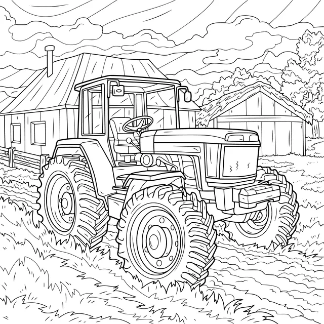 Blue Tractor in the Countryside