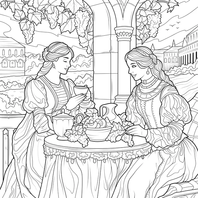 Afternoon tea time for two ladies