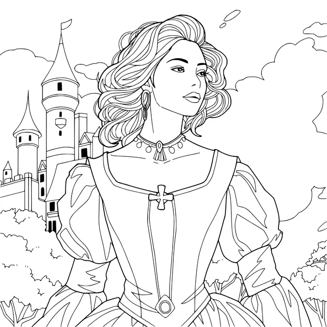 Blonde Princess in Front of the Castle