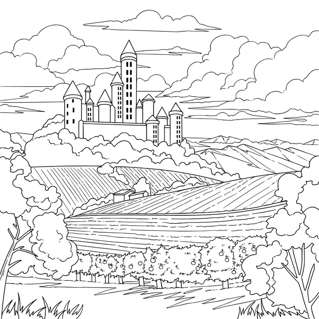 Castle on the Hill and Pastoral Scenery