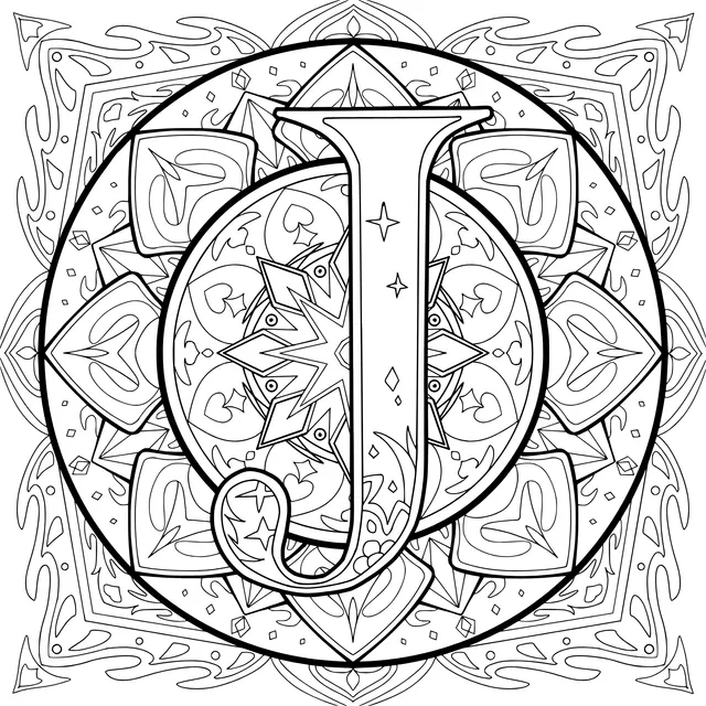 Ornamental Letter J Mandala Pattern