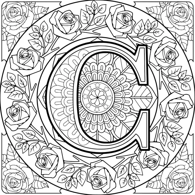 Letter C Surrounded by Flowers