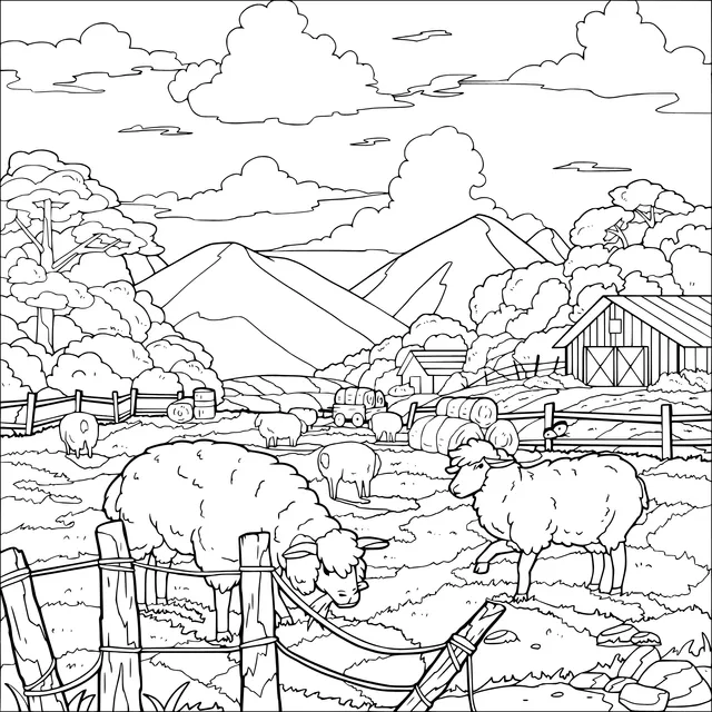 Pastoral Sheep - grazing Scene