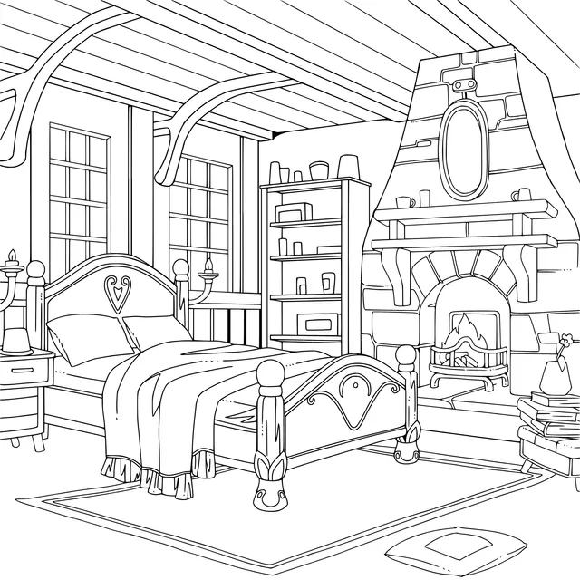 Cozy wooden bedroom