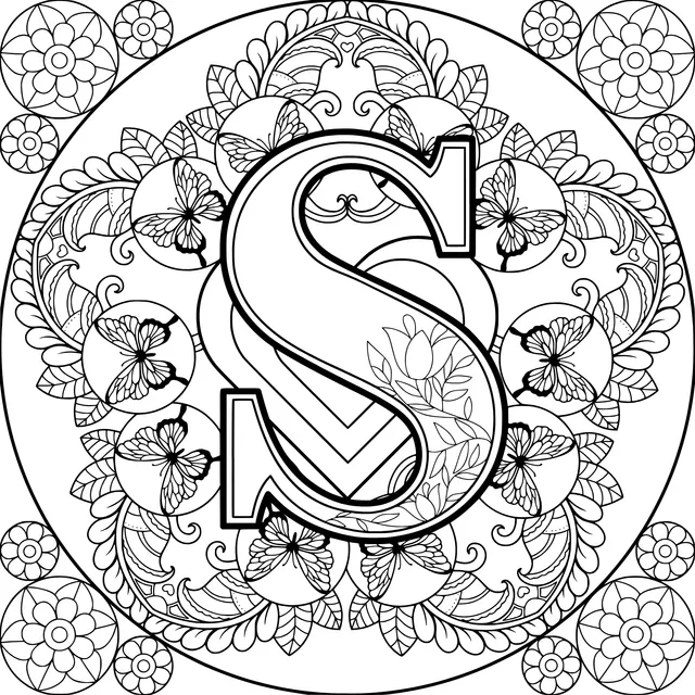 Flower - decorated Letter S
