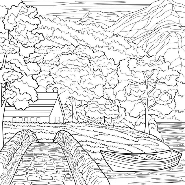 Beautiful Scenery of Lakeside Cottage