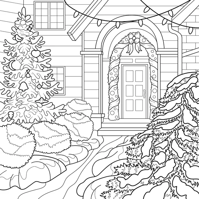 House decorated with Christmas elements