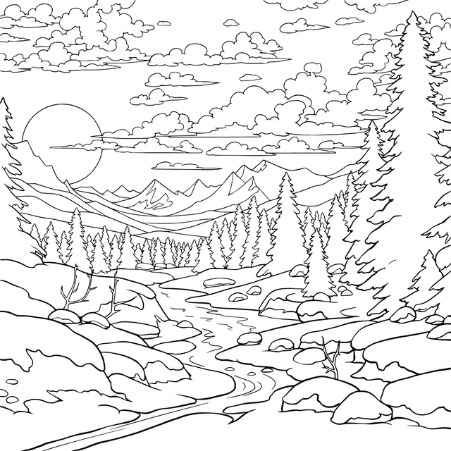 Snow - covered Mountain Forest in Winter