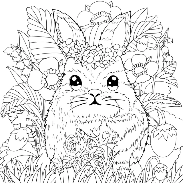 Rabbit in the Flower - Bed