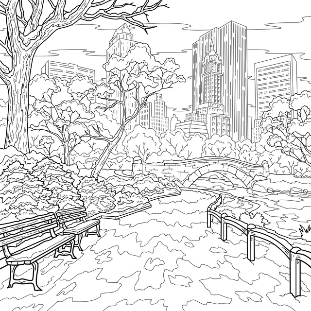 Winter View of Urban Park