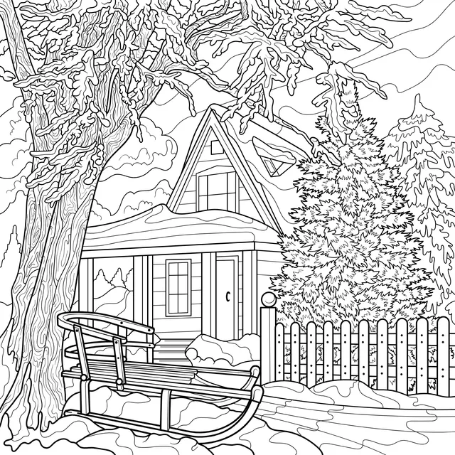 Winter Cottage Scene