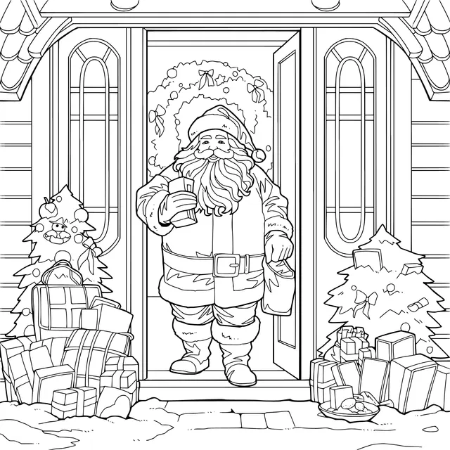 Santa Claus standing at the door